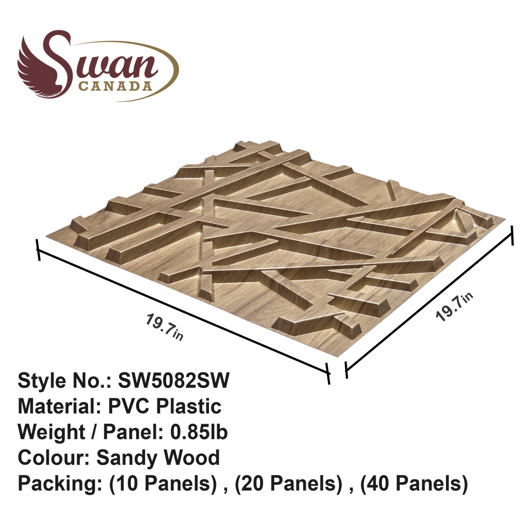 3D Wall Panels, Sandy Wood, 19.7" x 19.7"