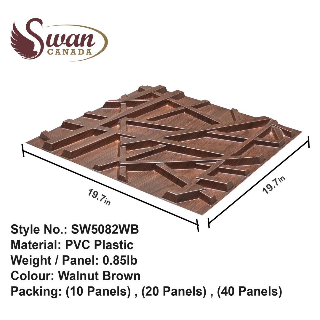 3D Wall Panels, Walnut Brown, 19.7" x 19.7"