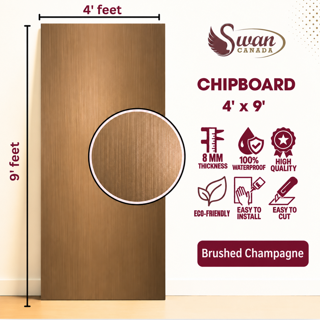 SWCB008BC Brushed Champagne chipboard, 4ft x 9ft x 8mm