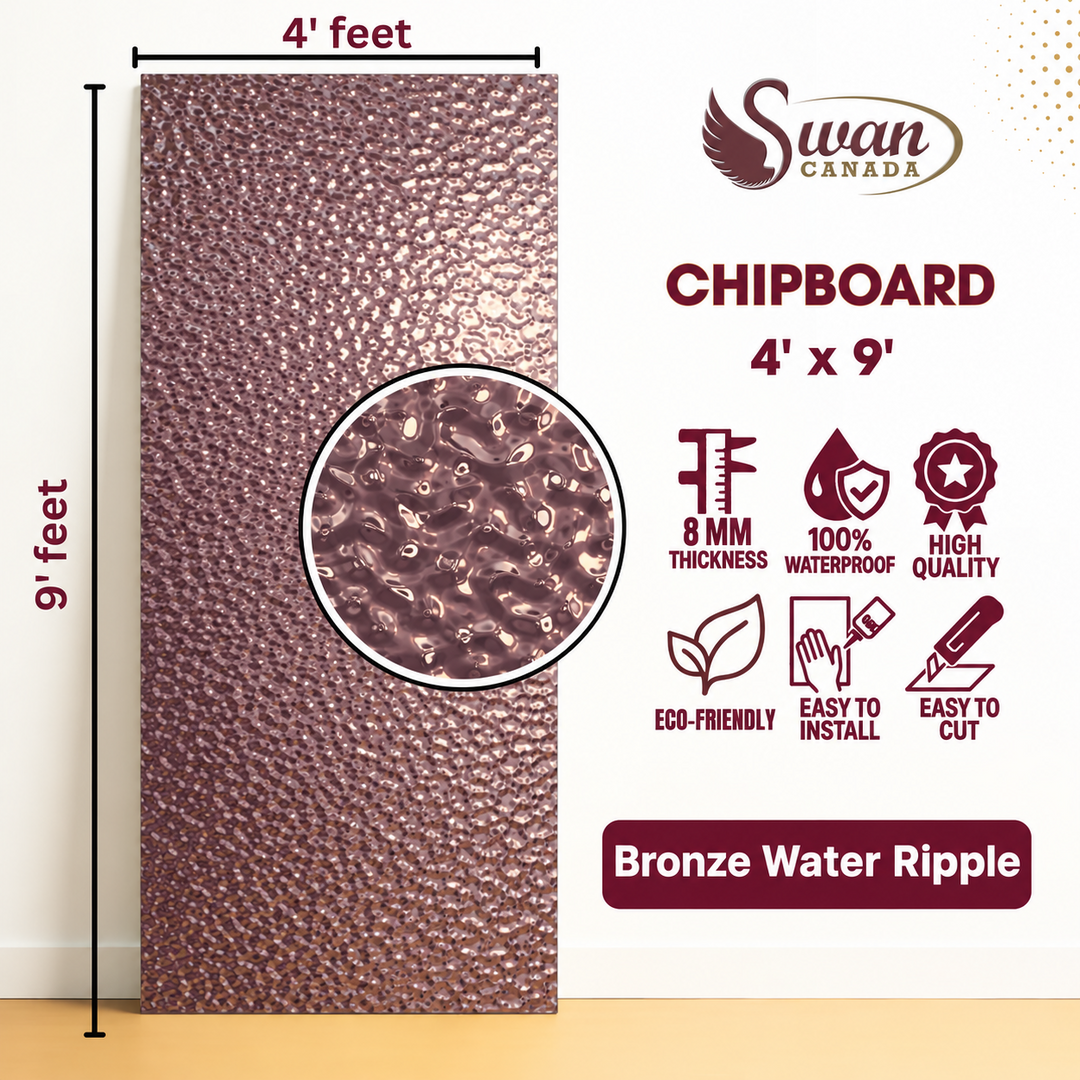 SWCB008BWR Bronze Water Ripple chipboard, 4ft x 9ft x 8mm
