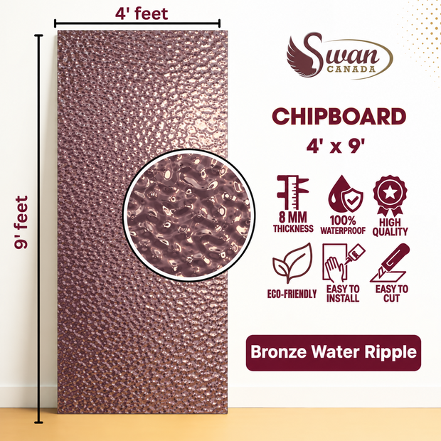 SWCB008BWR Bronze Water Ripple chipboard, 4ft x 9ft x 8mm