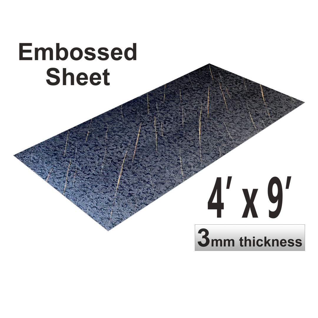 Embossed Board, Blackshi Gold Veins, 1 Sheet, 4 X 9 Feet