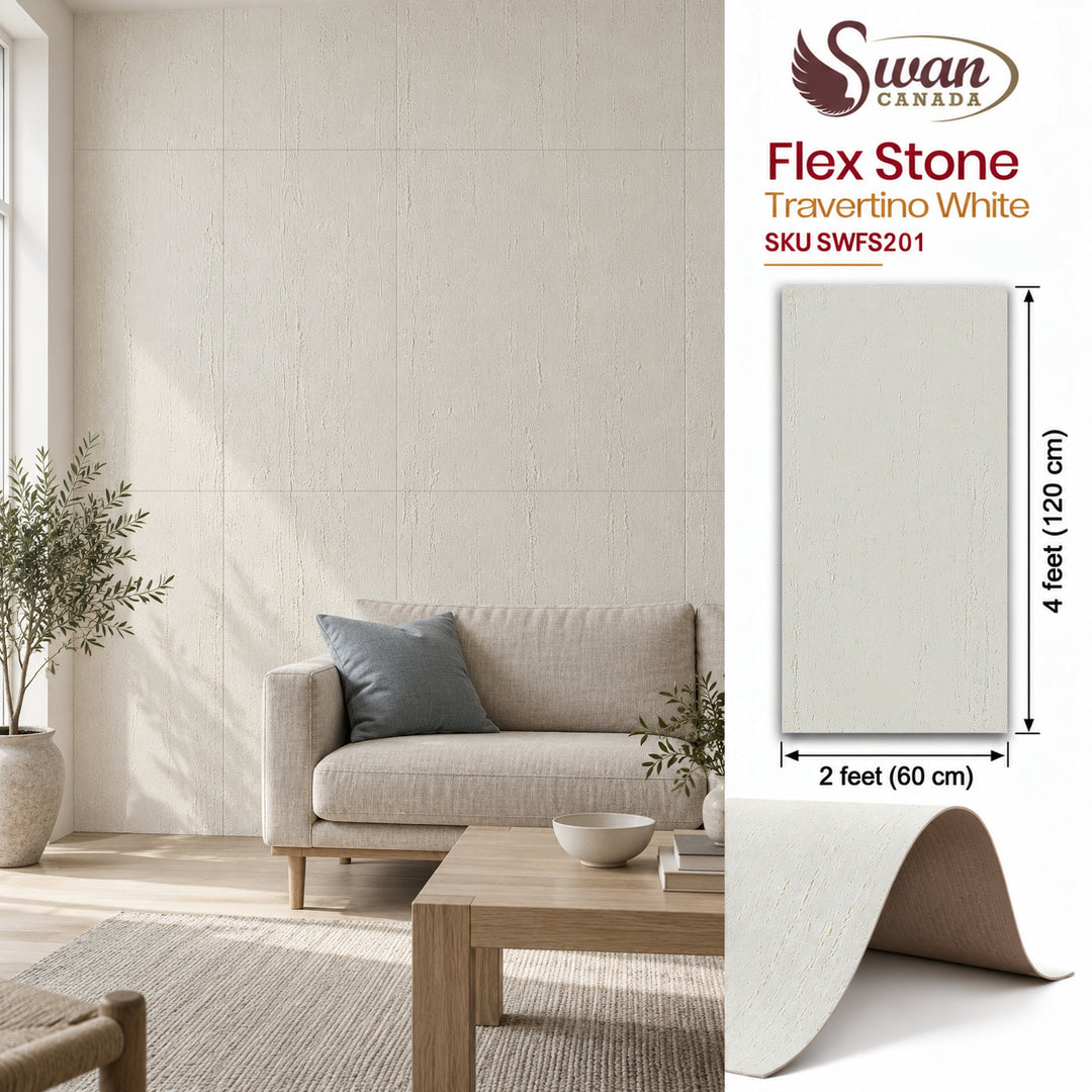 Flex Stone, Travertin Blanc, 60cm x 120cm