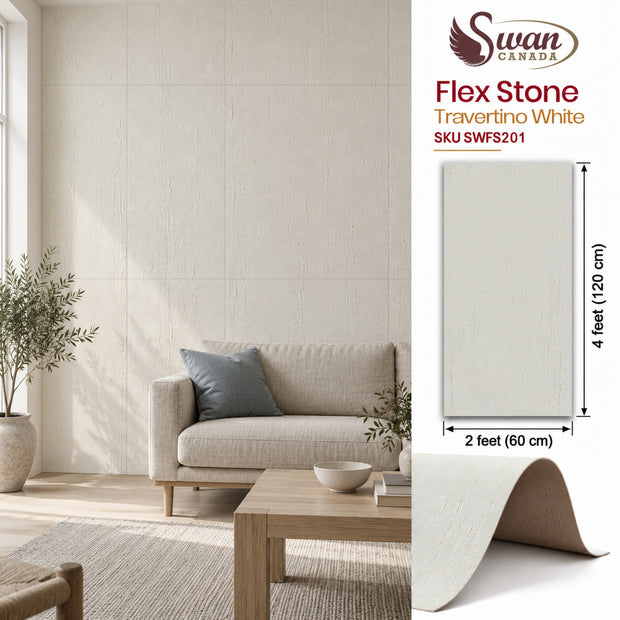 Flex Stone, Travertin Blanc, 60cm x 120cm