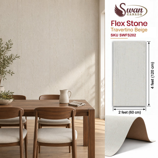 Flex Stone, Travertino Beige, 2ft x 4ft