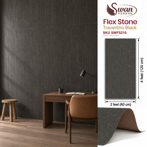 Flex Stone, Travertino Black, 2ft x 4ft