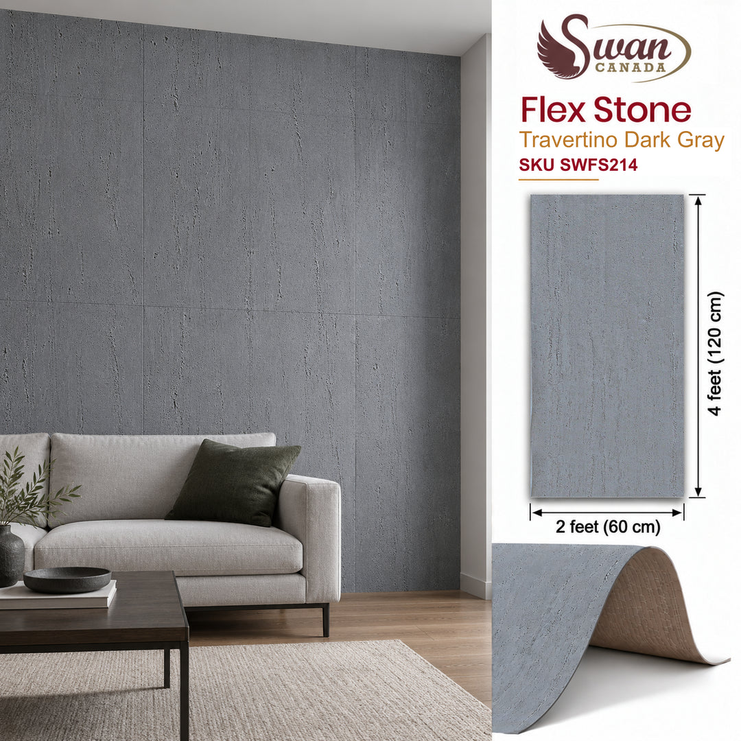 Flex Stone, Travertino Dark Gray, 2ft x 4ft