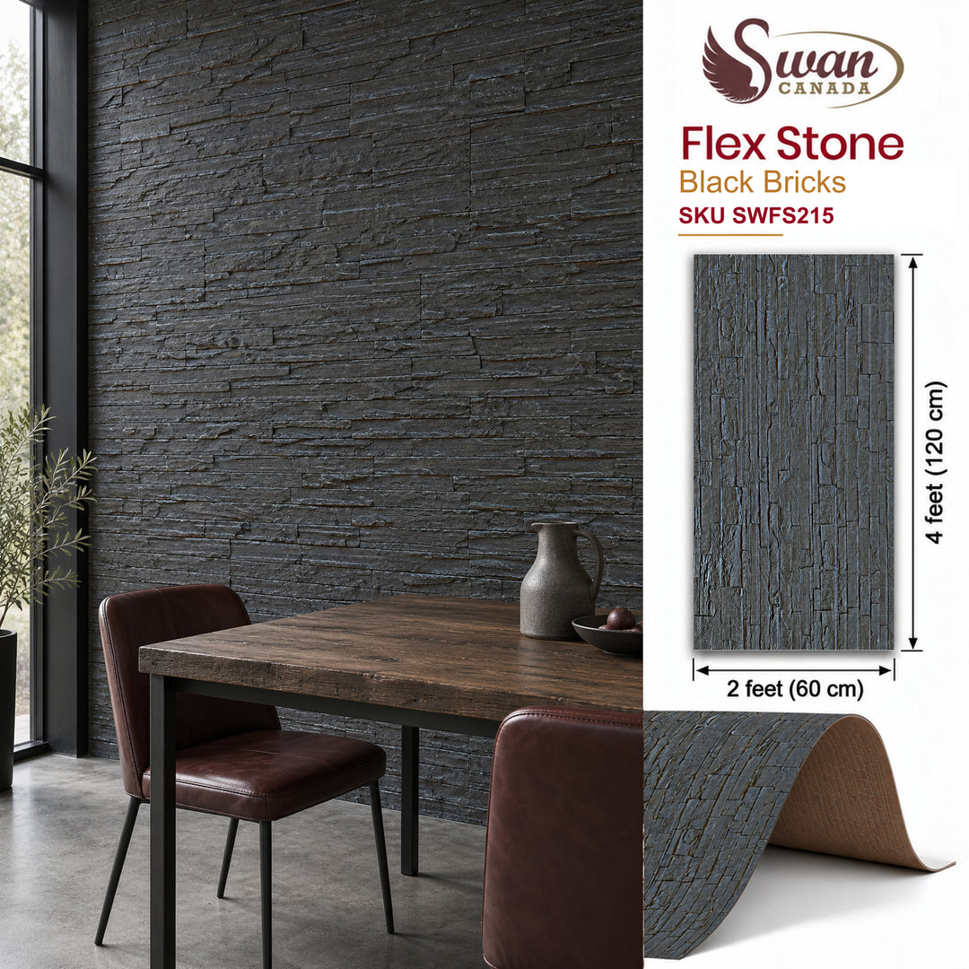 Flex Stone, Black Bricks, 2ft x 4ft