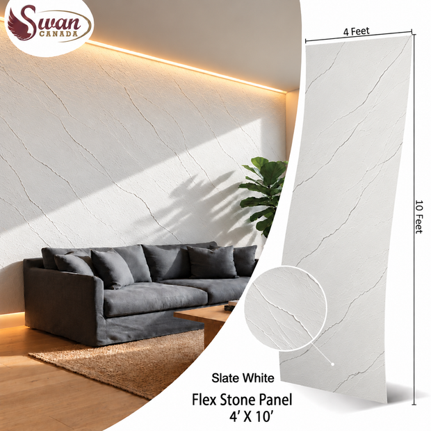Slate White Flex Stone panel, 4ft x 10ft x 3mm