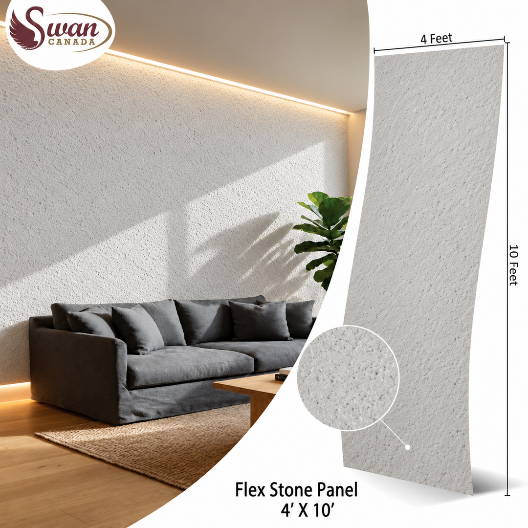 Granite White Flex Stone panel, 4ft x 10ft x 3mm