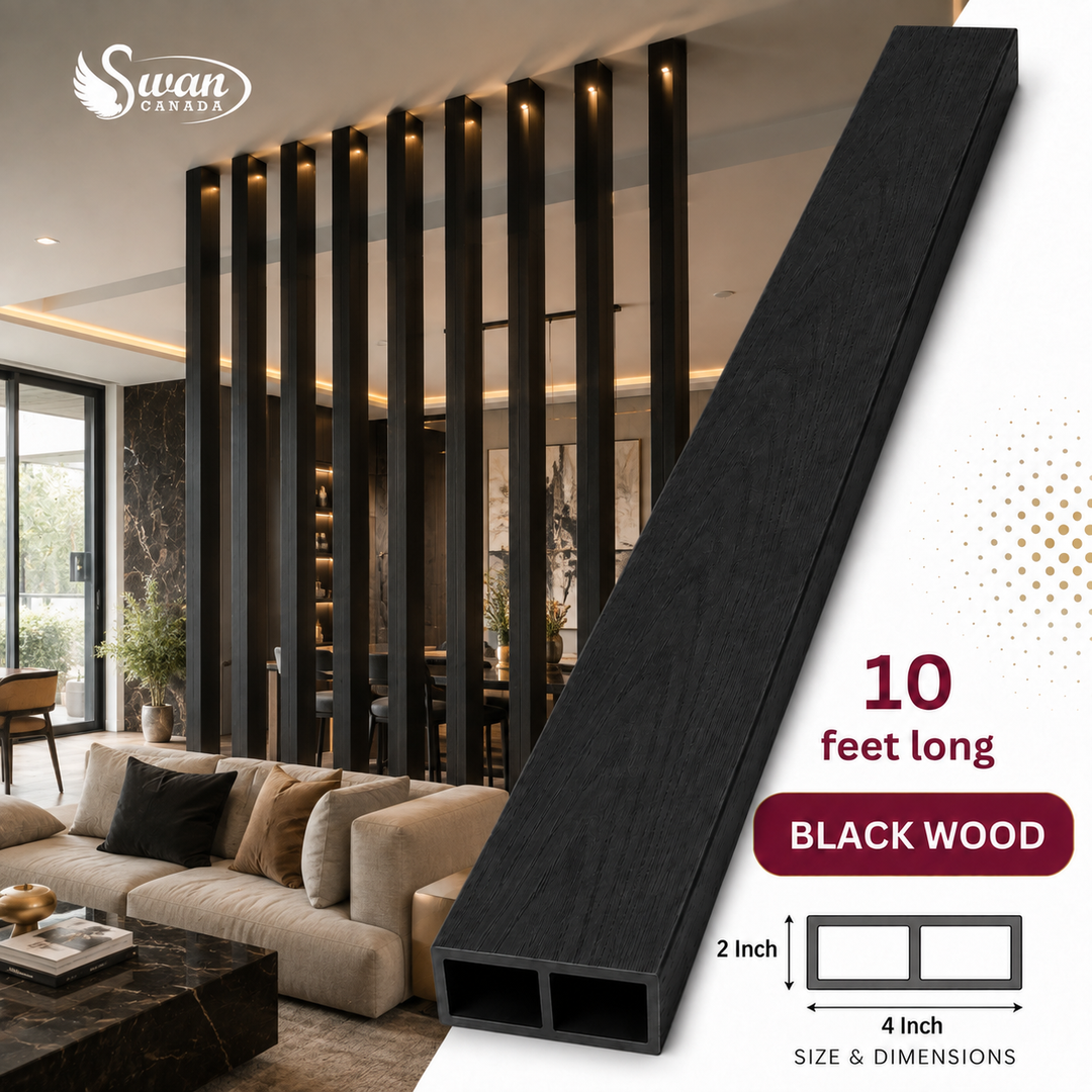 WPC Partition Walls, Room Divider Black Wood 8 Dividers , 2"x4"x10 feet long