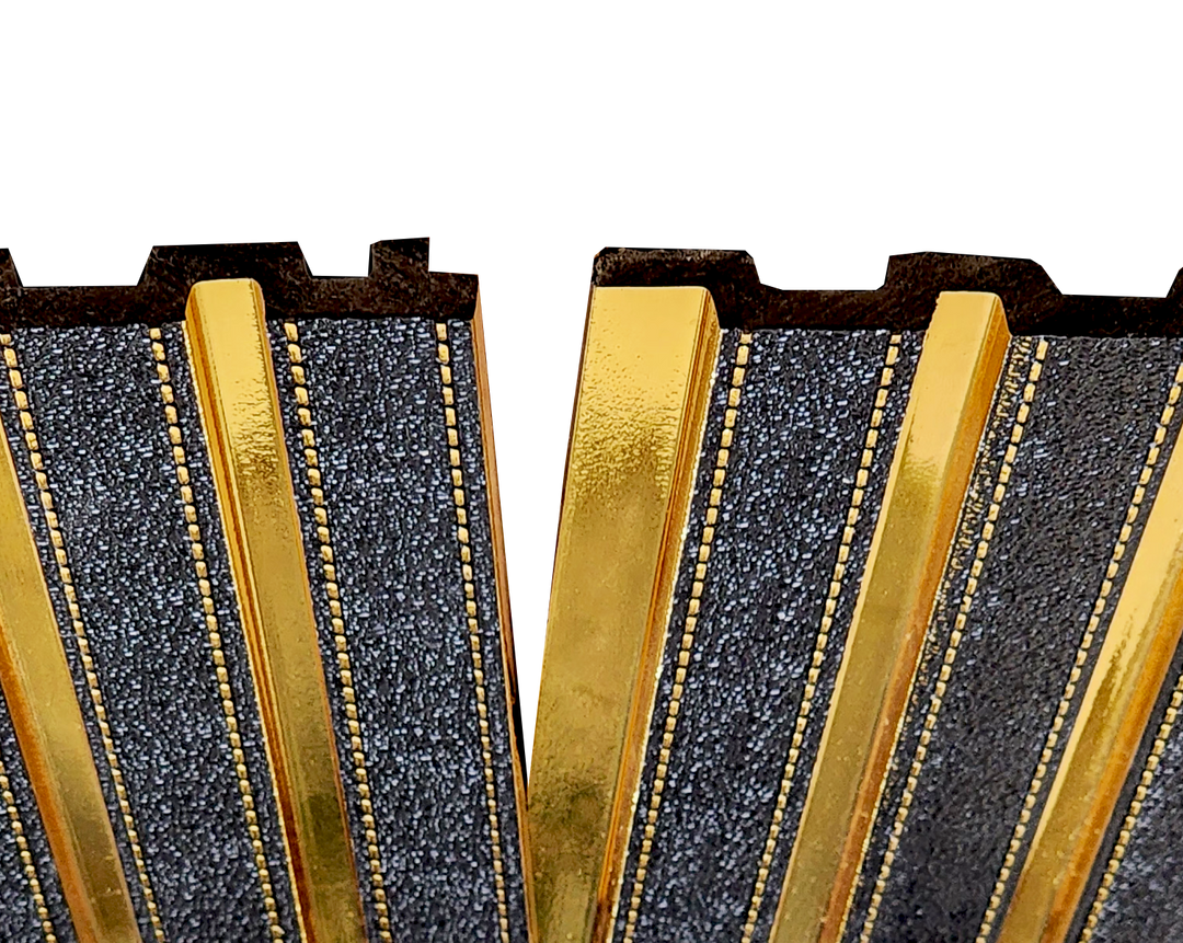 PS Fluted Panels, Black & Gold, 108-in X 6.75-in X 10 panels