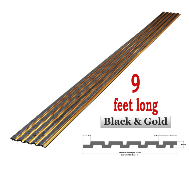 PS Fluted Panels, Black & Gold, 108-in X 6.75-in X 10 panels