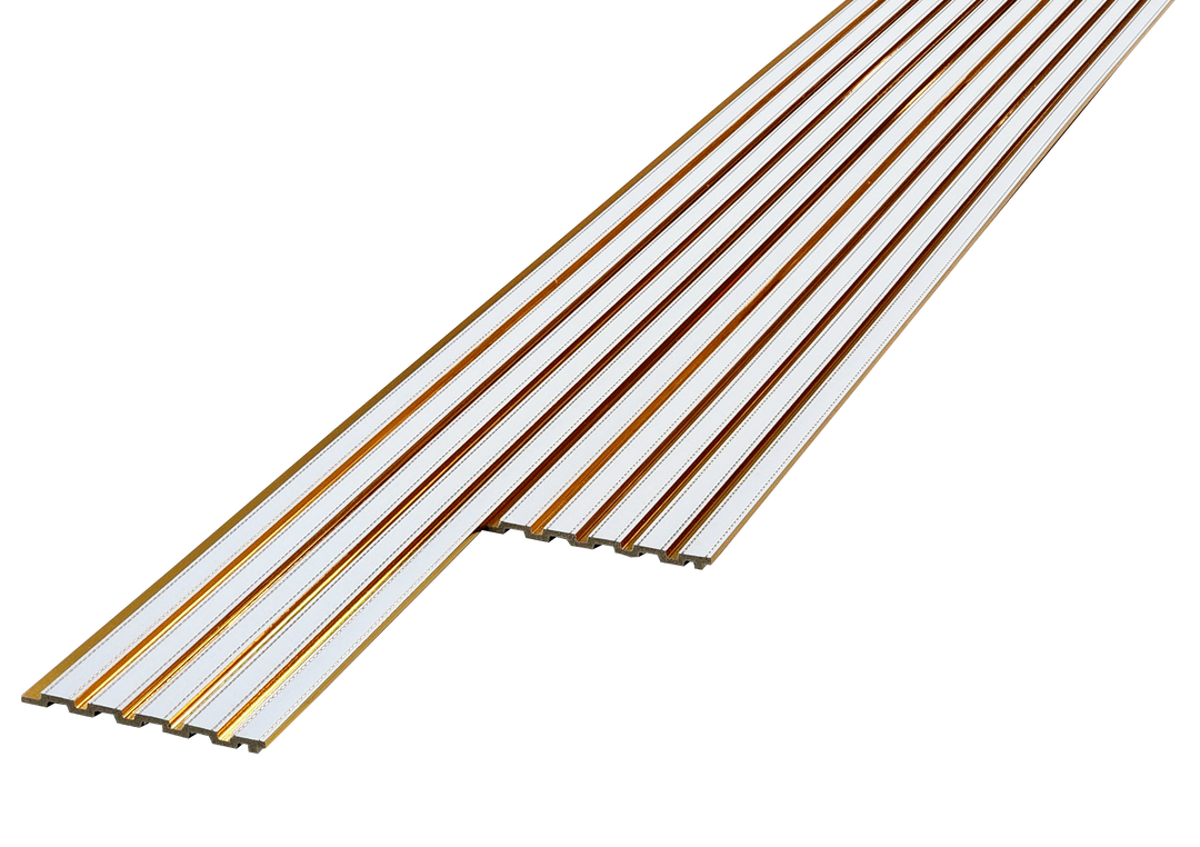 PS Fluted Panels, White & Gold, 108-in X 6.75-in X 10 panels