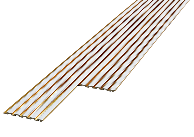 PS Fluted Panels, White & Gold, 108-in X 6.75-in X 10 panels
