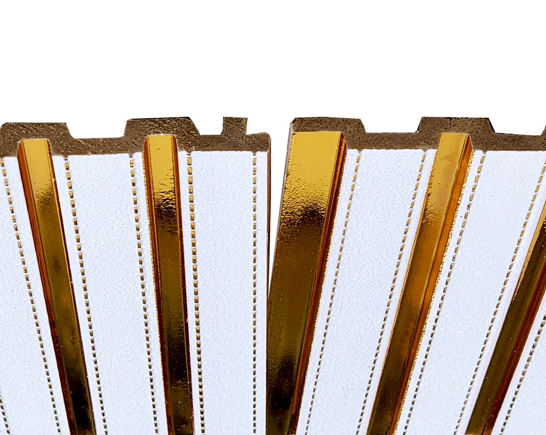 PS Fluted Panels, White & Gold, 108-in X 6.75-in X 10 panels