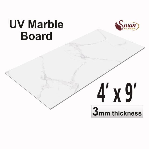 UV Marble Sheets, White Elegance, 1 Sheet, 4 X 9 Feet