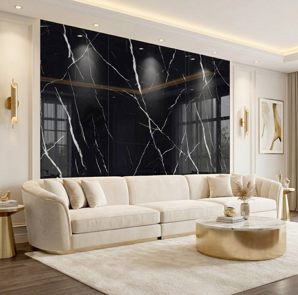 UV Marble Sheets, Black Echo, 1 Sheet, 4 X 9 Feet