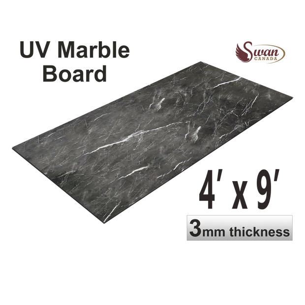 UV Marble Sheets, DARK CHARCOAL, 1 Sheet, 4 X 9 Feet