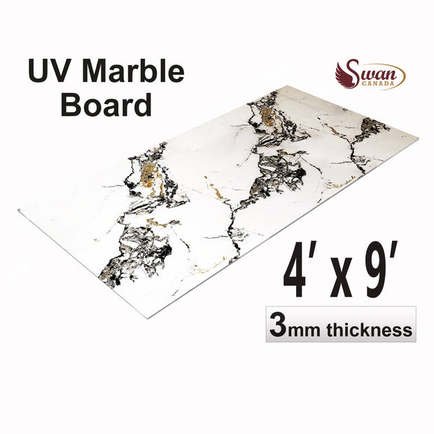 UV Marble Sheets, Moonlit White, 1 Sheet, 4 X 9 Feet