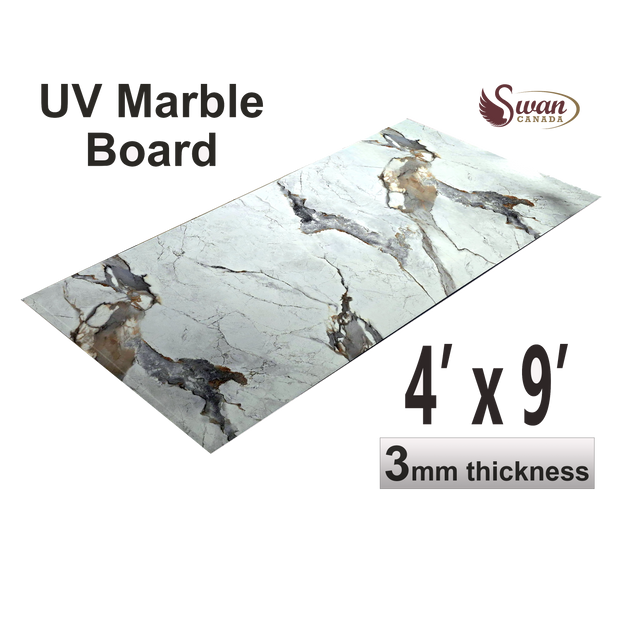 UV Marble Sheets, Deluxe White, 1 Sheet, 4 X 9 Feet