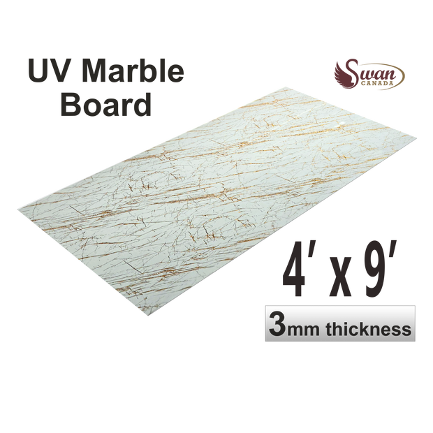 UV Marble Sheets, GOLD Streak, 1 Sheet, 4 X 9 Feet