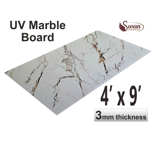 UV Marble Sheets, Earthy Veins, 1 Sheet, 4 X 9 Feet