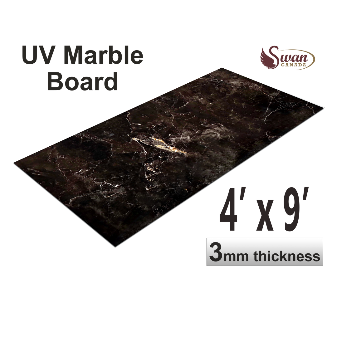 Feuilles de marbre UV, élégance blanche, 1 feuille, 4 x 9 pieds 