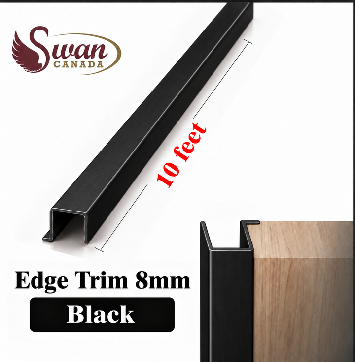 Black 8mm edge trim, 10 feet long
