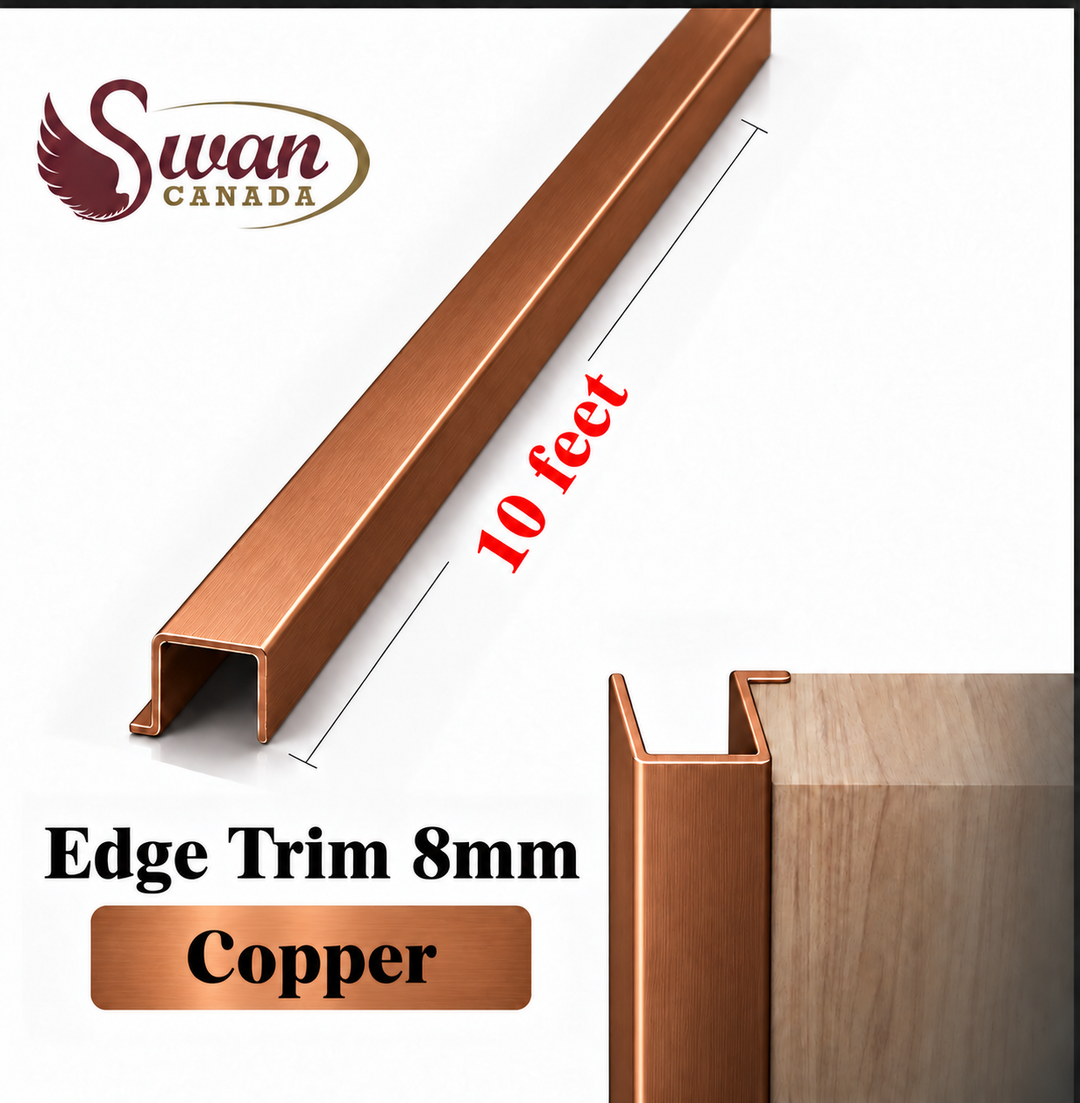 Copper 8mm edge trim, 10 feet long
