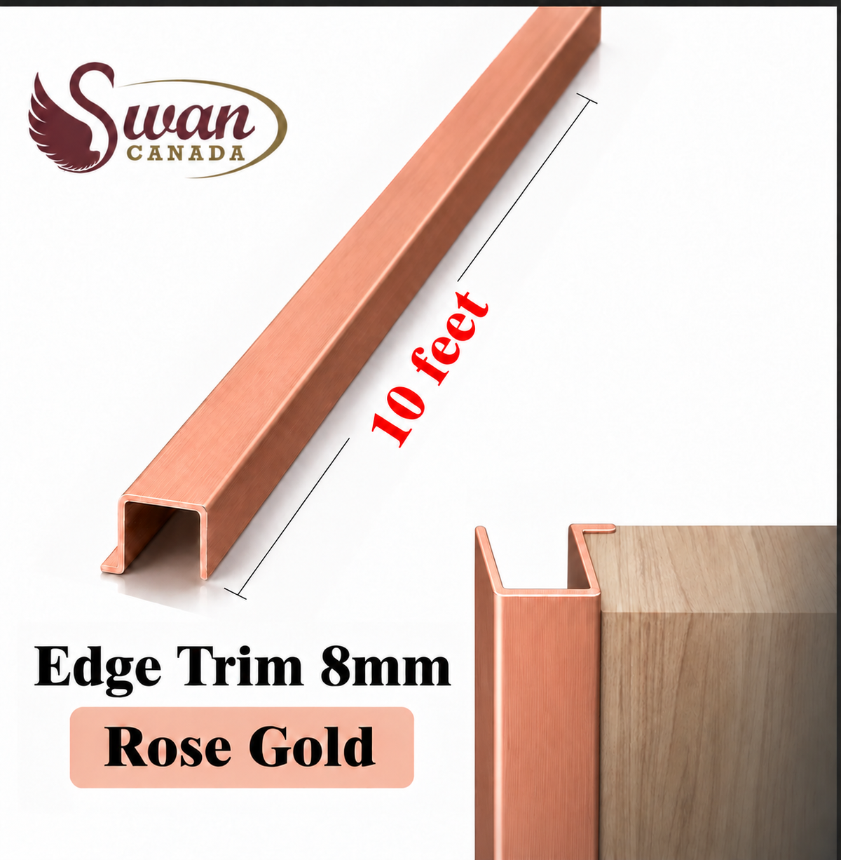 Rose Gold 8mm edge trim, 10 feet long