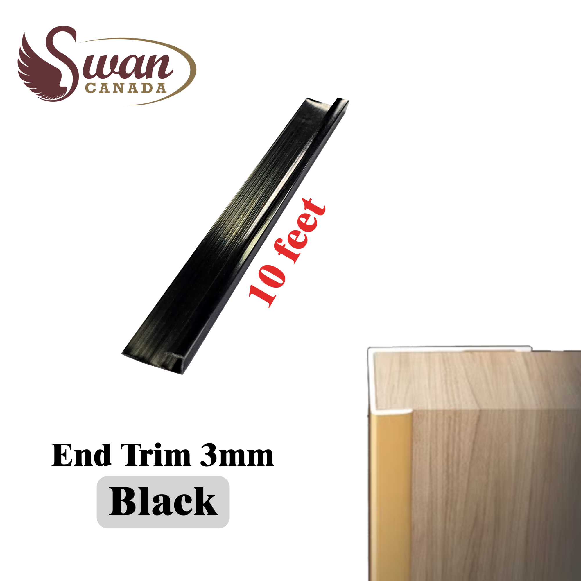 UV marble end trim protecting an exposed sheet edge