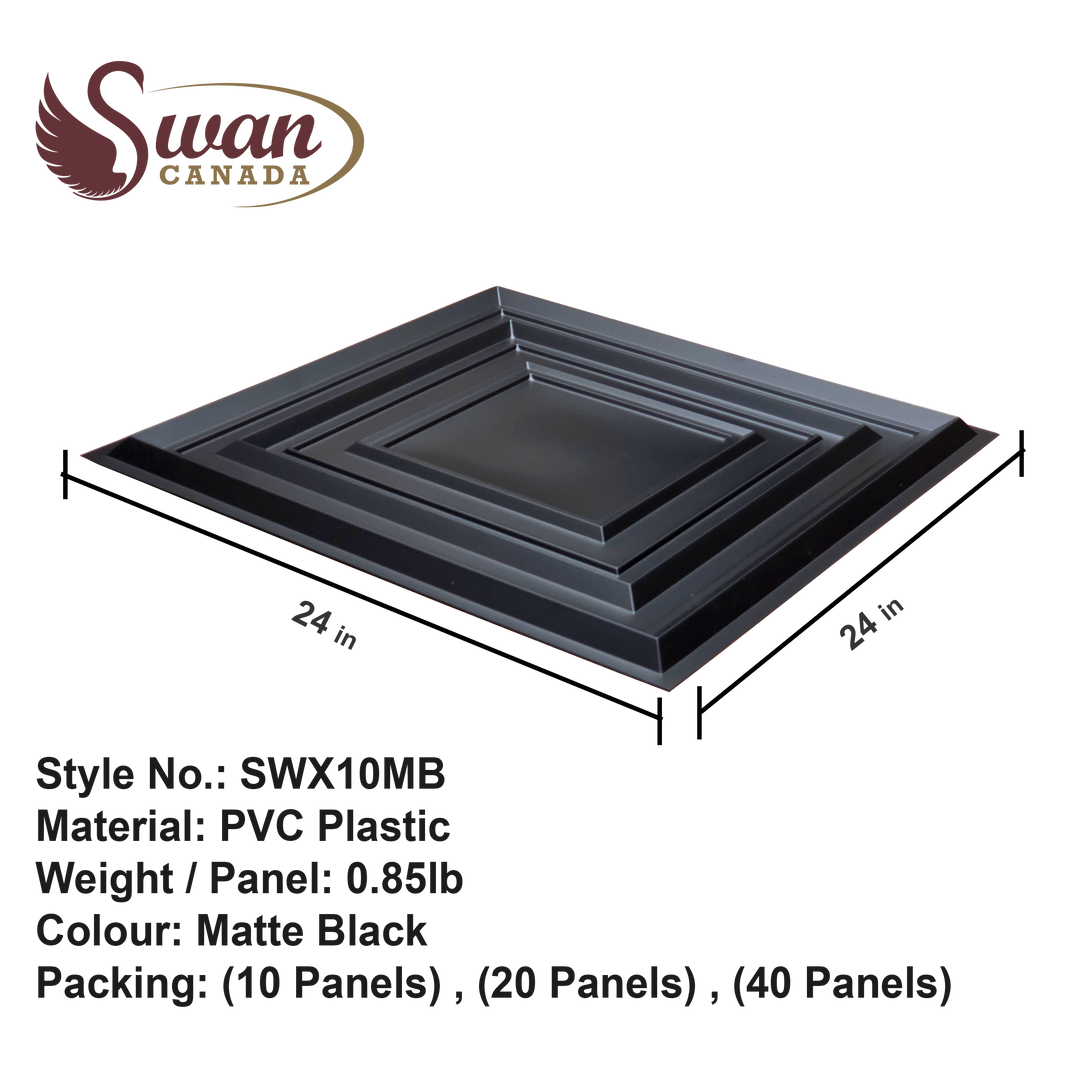 3D Wall Panels, Matte Black, 24" x 24"