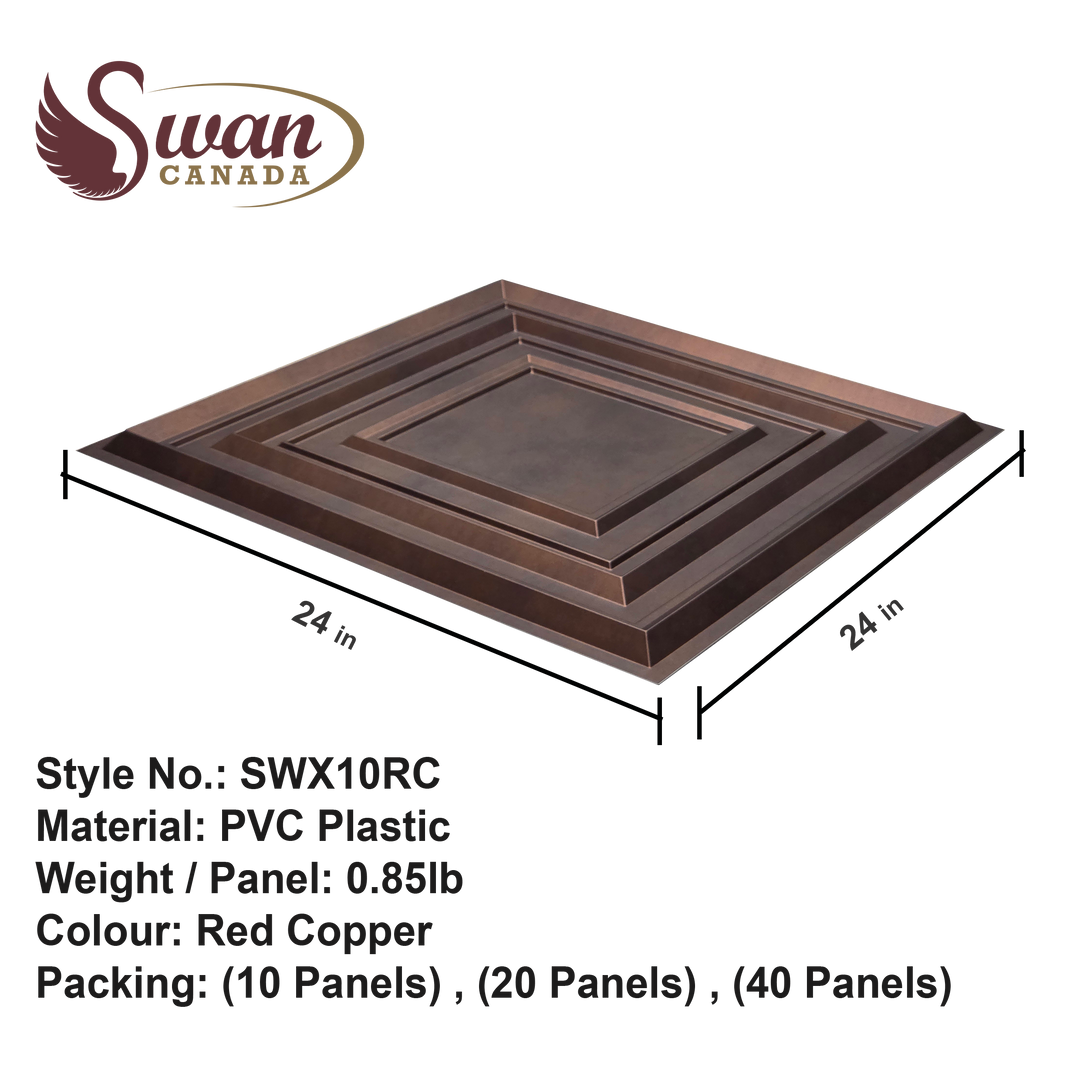 3D Wall Panels, Red Copper, 24" x 24"