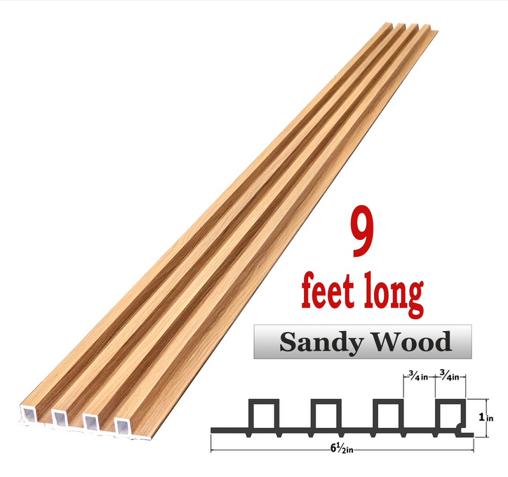 WPC Fluted Panels, Sandy Wood, 10 Panels x 9 feet long.