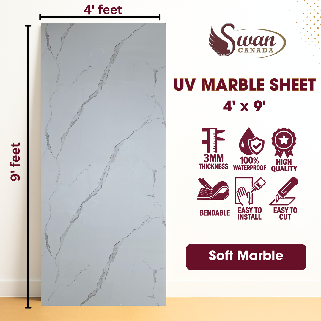 Feuilles de marbre UV, Twilight Gleam, 1 feuille, 4 x 9 pieds 