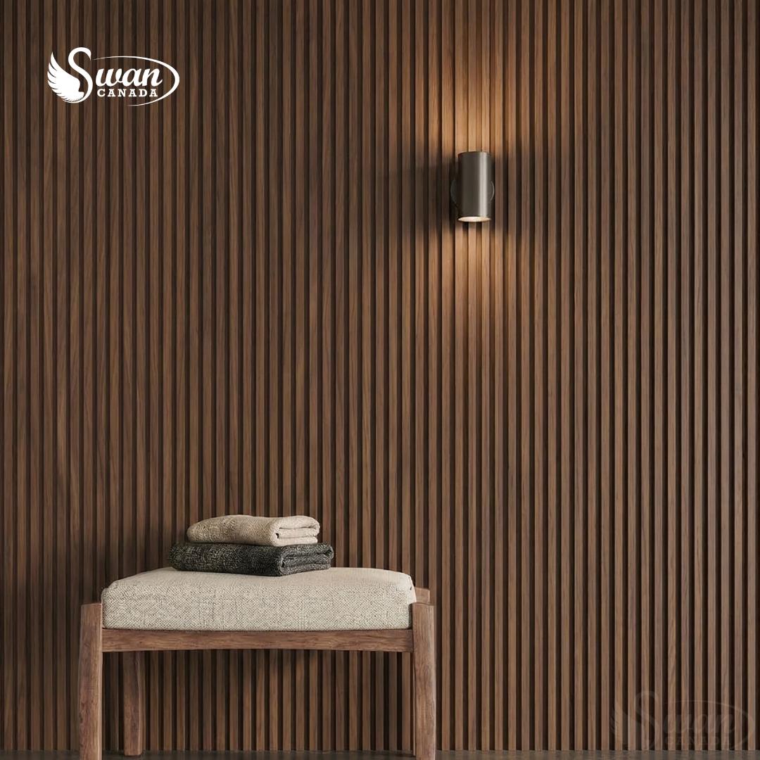 WPC Fluted Panels, Walnut Brown, 10 Panels x 9 feet long.