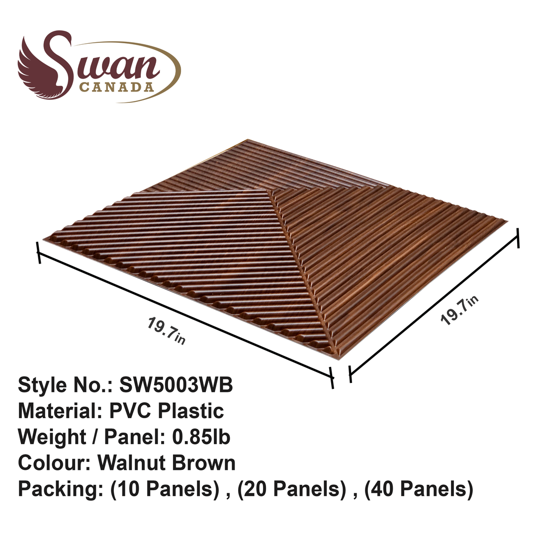 3D Wall Panels, Walnut Brown, 19.7" x 19.7"