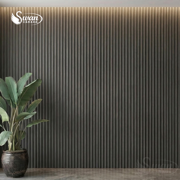 WPC Fluted Panels, Dark Gray, 10 Panels x 9 feet long.