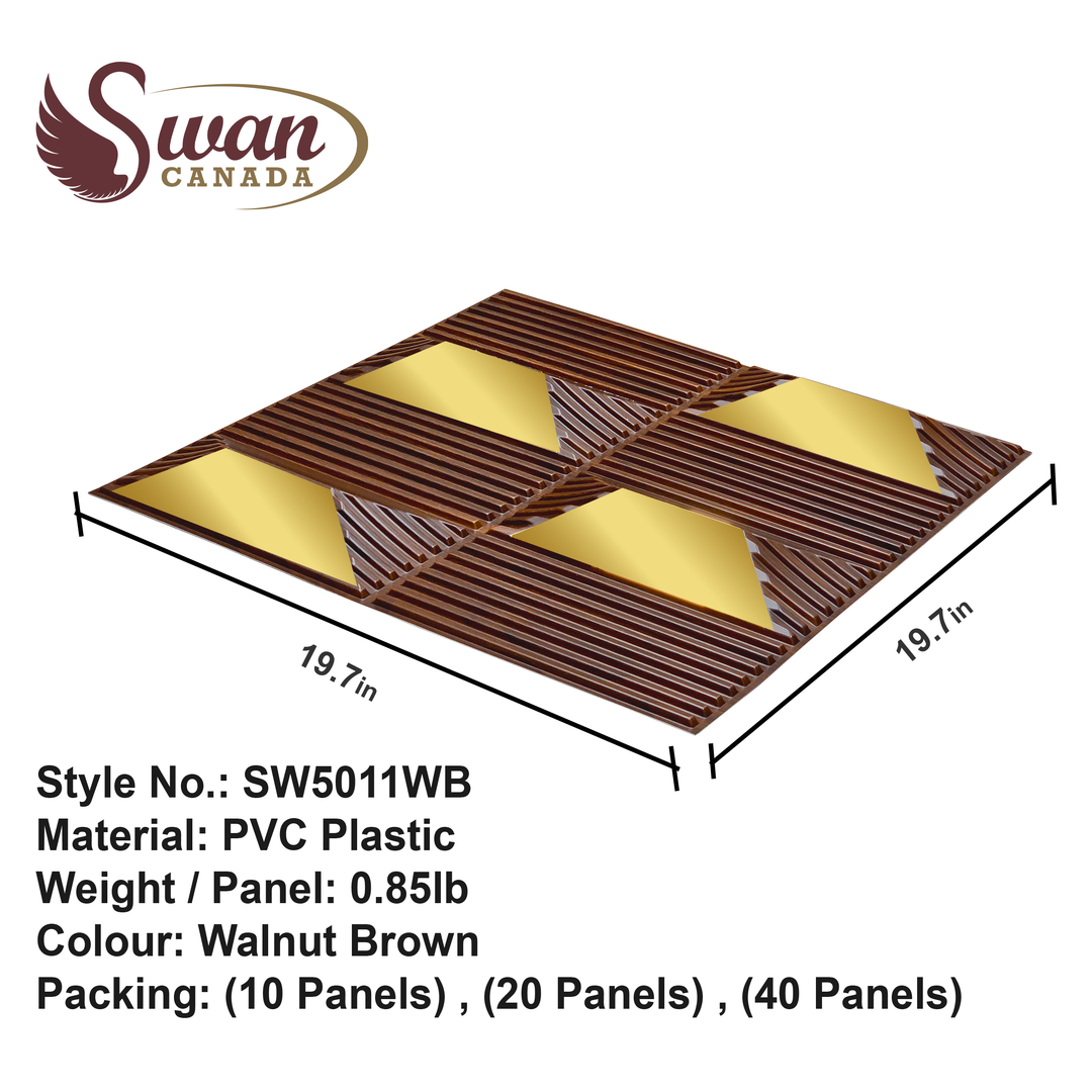 3D Wall Panels, Walnut Brown, 19.7" x 19.7"