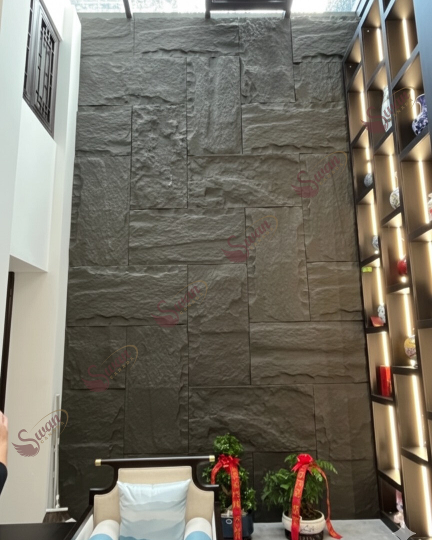 PU Faux Stone, Black Stone, 2 X 4 Feet, 10 Boards