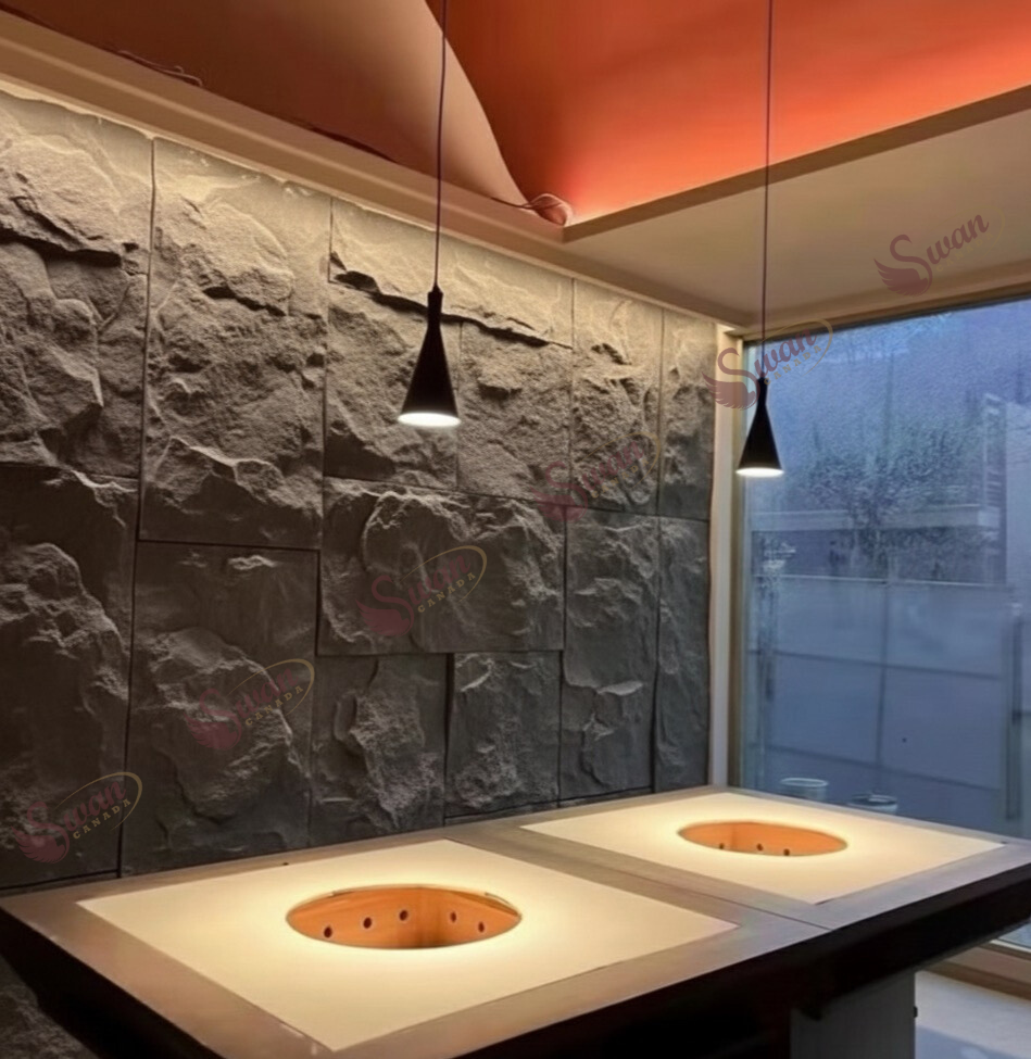 PU Faux Stone, Rough Charcoal Stone, 2 X 4 Feet, 6 Boards