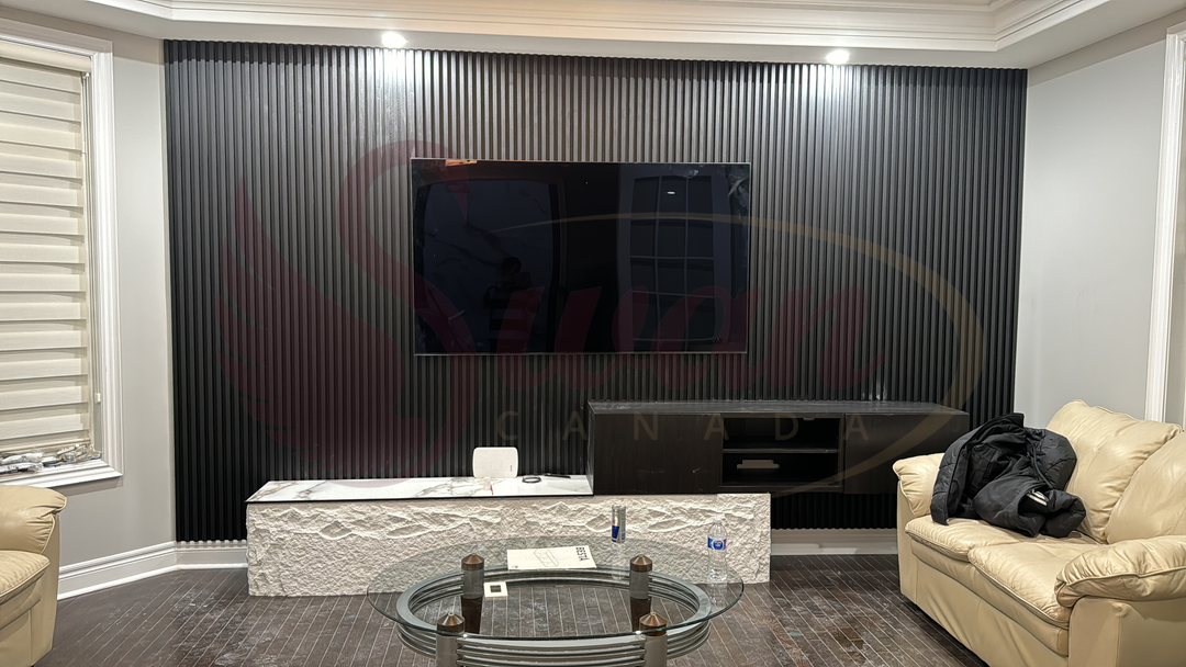 WPC Fluted Panels, Black Wood, 10 Panels x 10 feet long