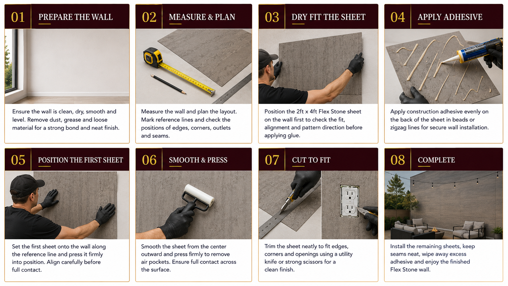 Flex Stone installation steps