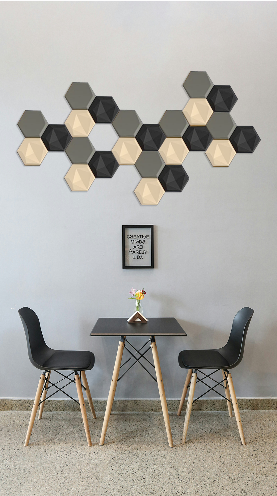 Hexagon Leather Panels, Black Terra, 10 Panels, 9" x 8"