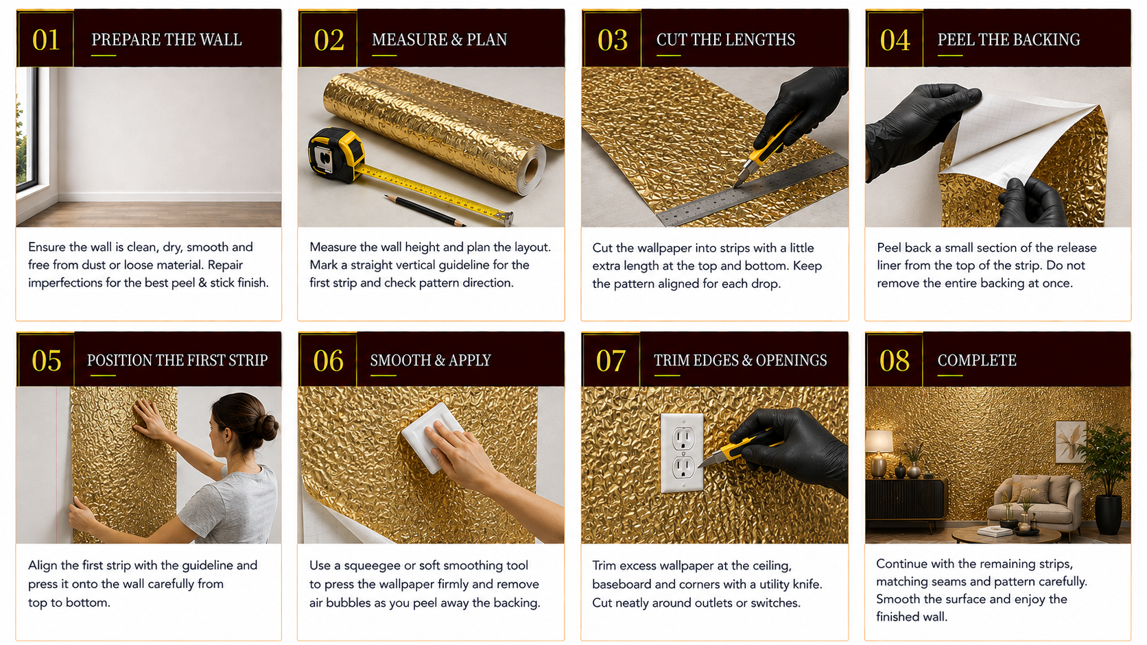 PVC Wallpaper Sticker installation steps