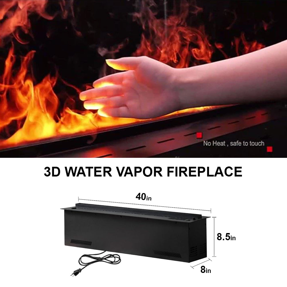 3D Water Vapor Fireplace, Smart Electric flame Fireplace, 40-In Length