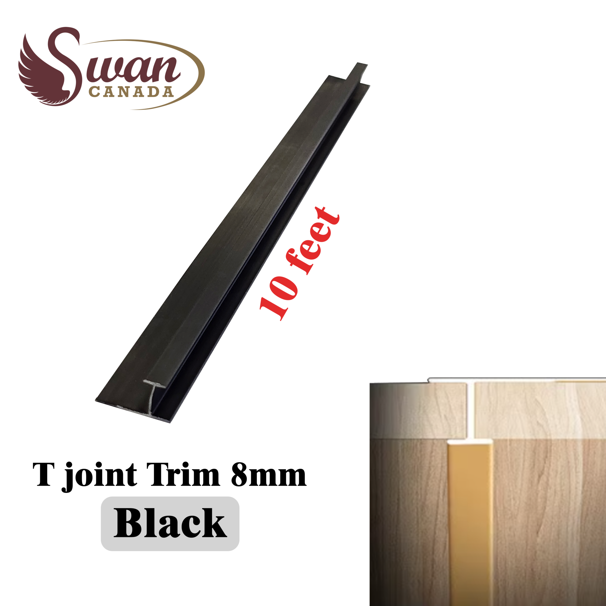 UV marble T-joint trim connecting two sheets in a straight line