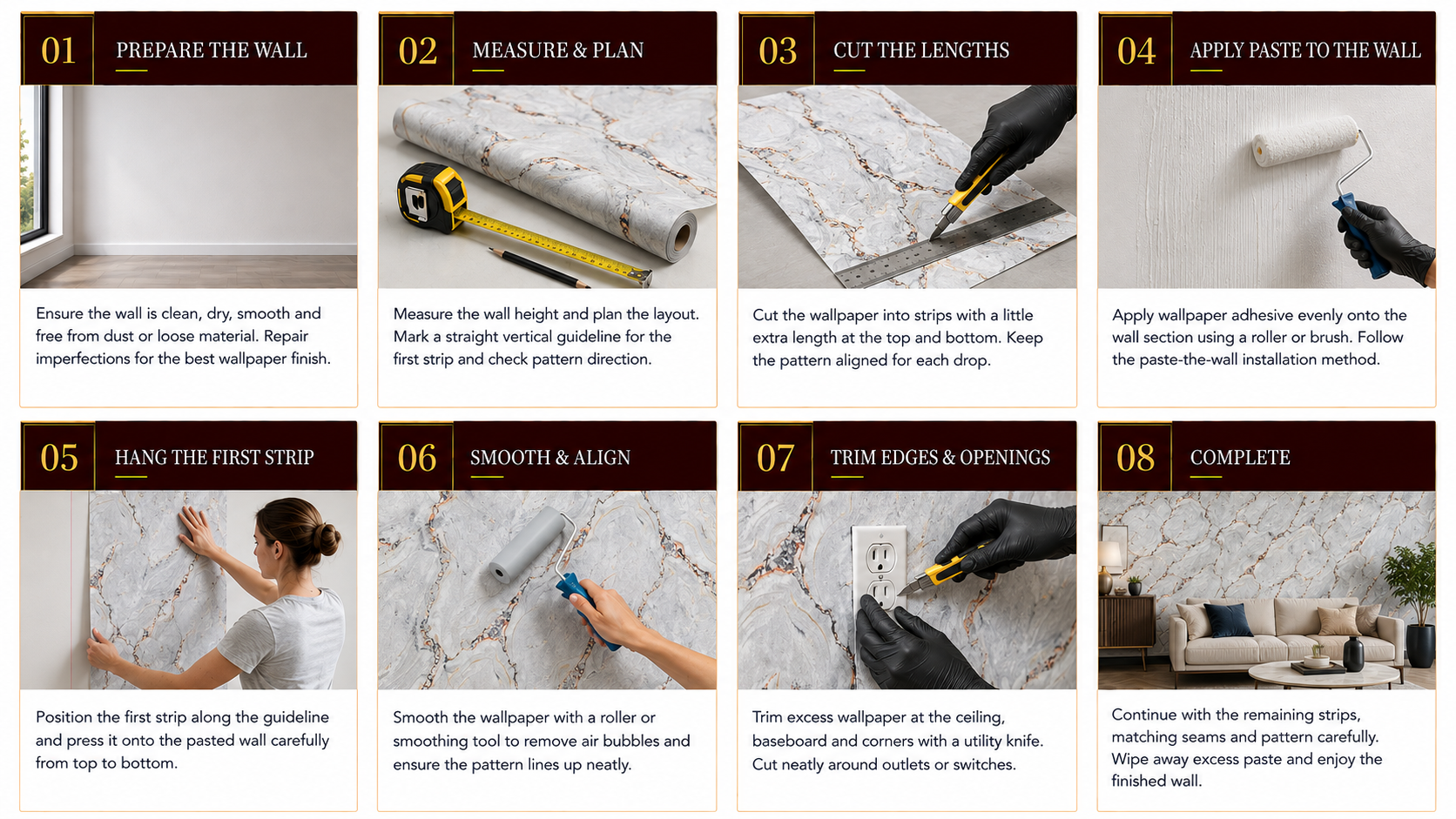 Wallpaper installation steps
